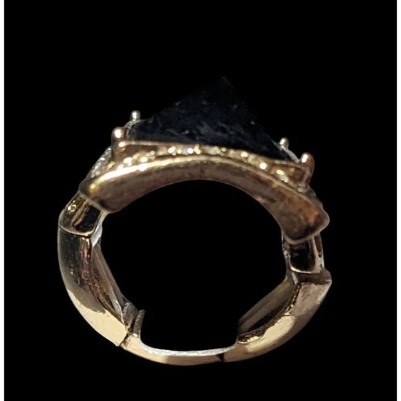 Art Deco Style Glam Black And Gold Stretch Statement Ring Size 6 3/4 - Picture 12 of 16
